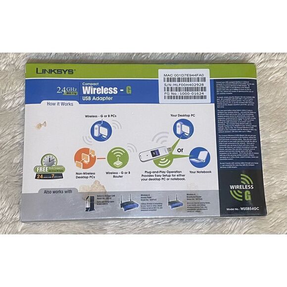 Cisco-Linksys WUSB54GC Compact Wireless-G USB Adapter - Picture 2 of 3